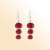 Sterling Silver Tripple Drop Earring With Red Coral Jewelry Bali Designs Inc